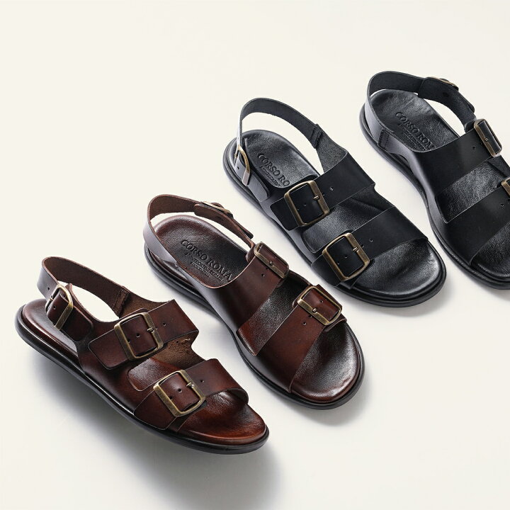 CORSO ROMA 9 コルソローマ ノーヴェ サンダル 908 レディース フラットサンダル レザー バックストラップ ダブルベルト シューズ 靴 カラー2色 インポートセレクトmusee