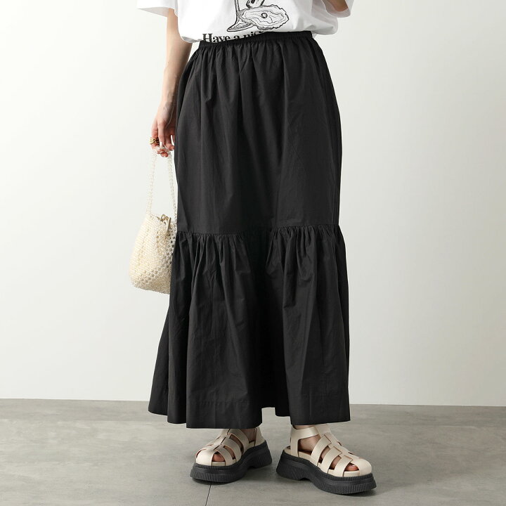 楽天市場】GANNI ガニー ロングスカート Cotton Poplin Maxi Flounce  