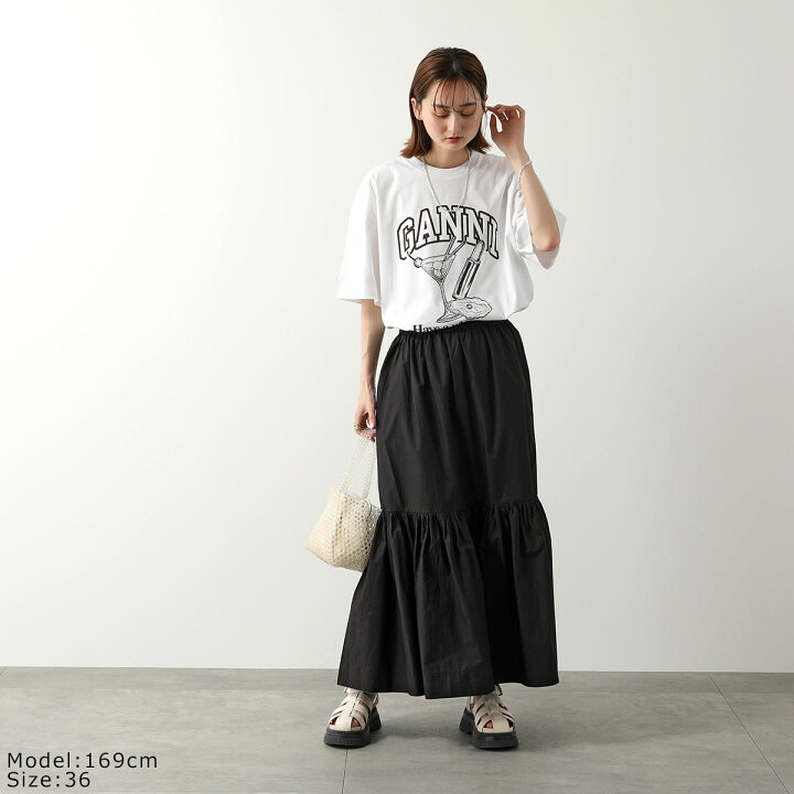 楽天市場】GANNI ガニー ロングスカート Cotton Poplin Maxi Flounce  