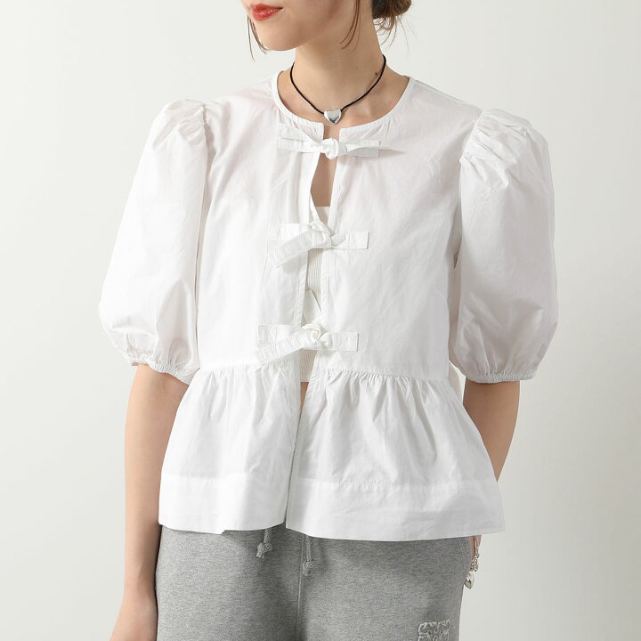 楽天市場】GANNI ガニー ブラウス Cotton Poplin Peplum Blouse F7364  