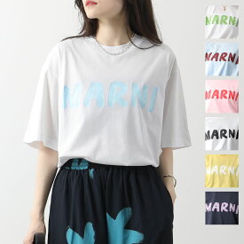 MARNI マルニ Tシャツ THJET49EPH USCS11 レディース マルニレタリングプリント ミドルスリーブ クルーネック オーバーサイズ 半袖 カットソー ロゴT カラー9色【po_fivee】