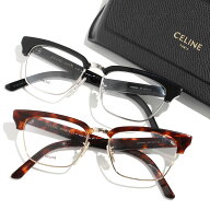 CELINE セリーヌ メガネ CL50026U メンズ サーモントブロー型 ハーフリム コンビネーション スクエア め…