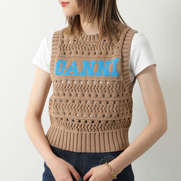 楽天市場】GANNI ガニー ニットベスト Cotton Rope Short Vest K2211 