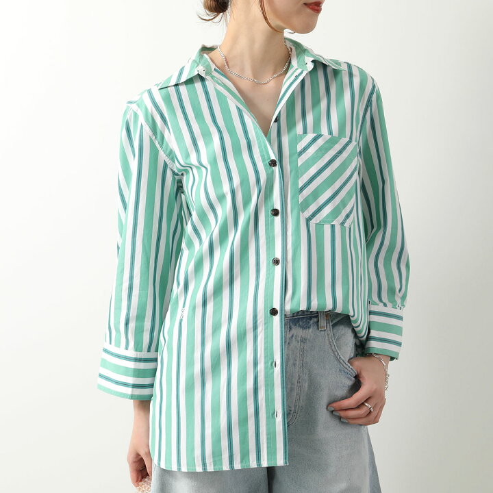 楽天市場】GANNI ガニー 長袖 シャツ Stripe Cotton Shirt F9022 6475 
