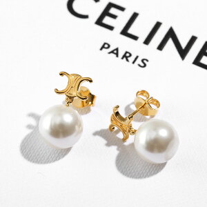CELINE �Z���[�k �s�A�X PERLS EARRINGS 460TZ6PRB.01GI ���f�B�[�X �g���I���t �p�[�� �C�������O �A�N�Z�T���[ Gold/Ivory