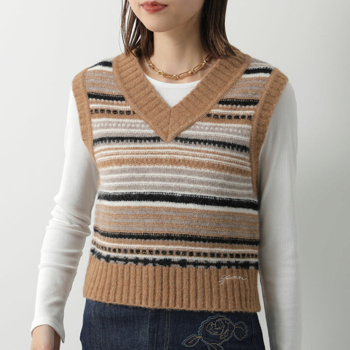 楽天市場】GANNI ガニー ニットベスト Soft Wool Stripe Vest K2236 