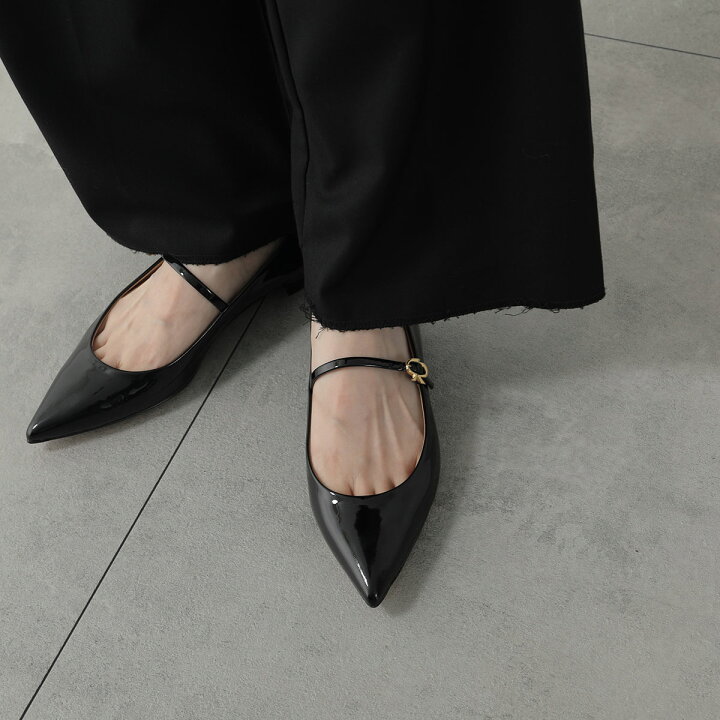 コーチ エナメルパンプス ブラック 7.5C スタッズ フラット（マイケル  