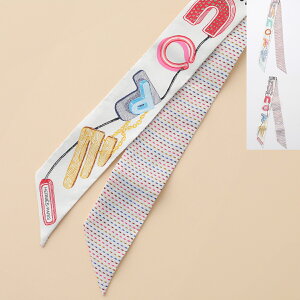 HERMES エルメス ツイリーポワントスカーフ TWILLY 853954S レディース フランス製 シルク ステッチ 刺繍入り バンダナ ロゴ ケース付き カラー2色