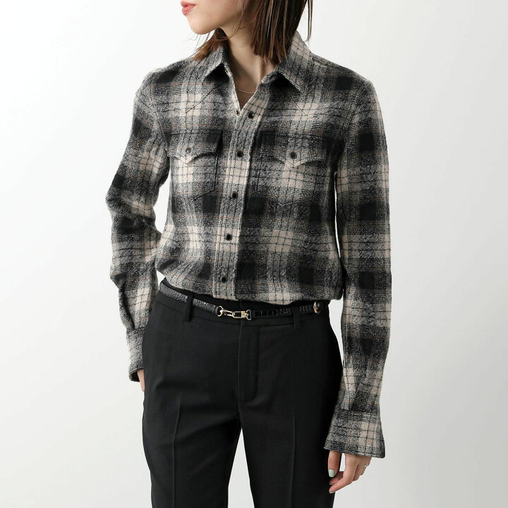 楽天市場】SAINT LAURENT サンローラン フランネルシャツ 615139 Y22OA  