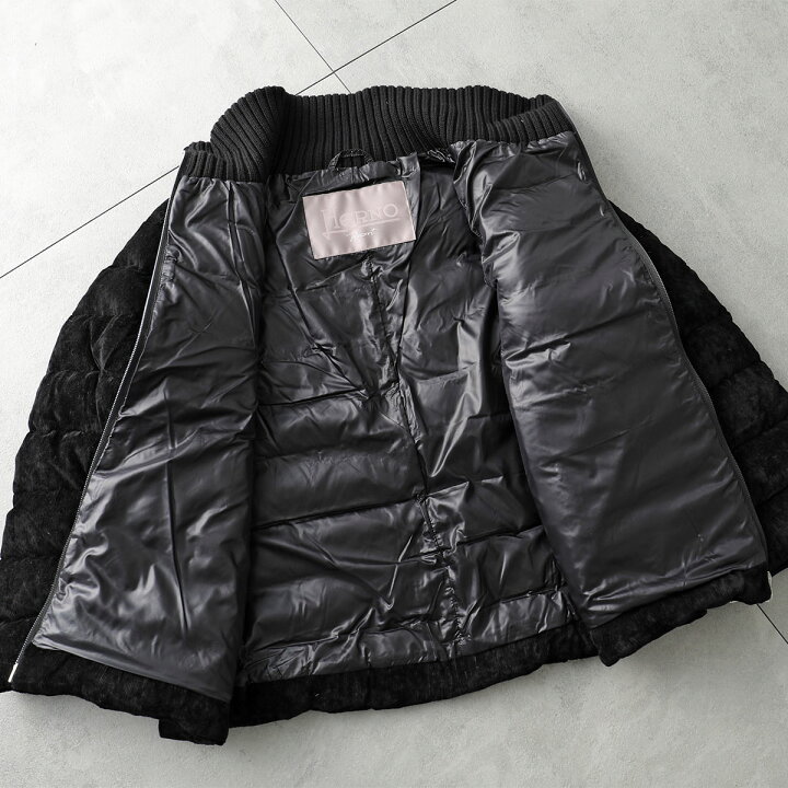極美品☆HERNO｜24AW ハイネック コーデュロイ ショートダウン 黒 38