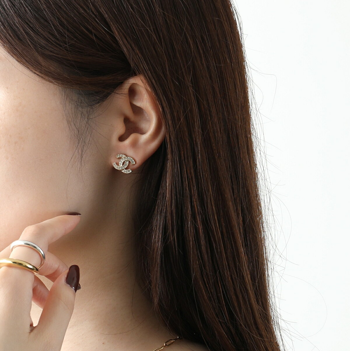 CHANEL シャネル ピアス ABE100 Y02003 レディース ラインストーン ココマーク CCマーク スタッド アクセサリー カラー2色 - メイン画像 3