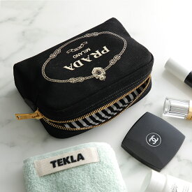 【最大2万円OFFクーポン対象・12/13～15限定】PRADA プラダ ポーチ CANAPA カナパ 1NA021 20L レディース 小物入れ メイクポーチ コットンキャンバス F0N12/NERO+TALCO