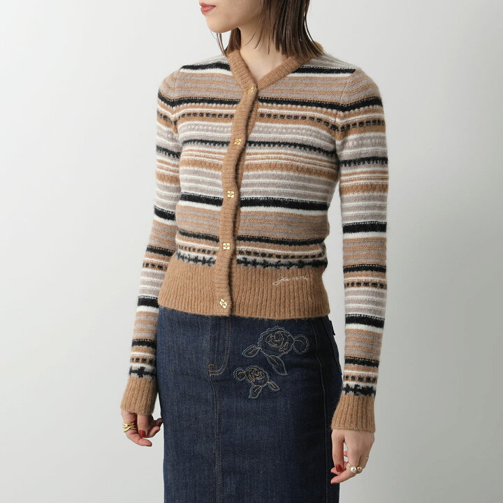 楽天市場】GANNI ガニー カーディガン Soft Wool Stripe Cardigan 