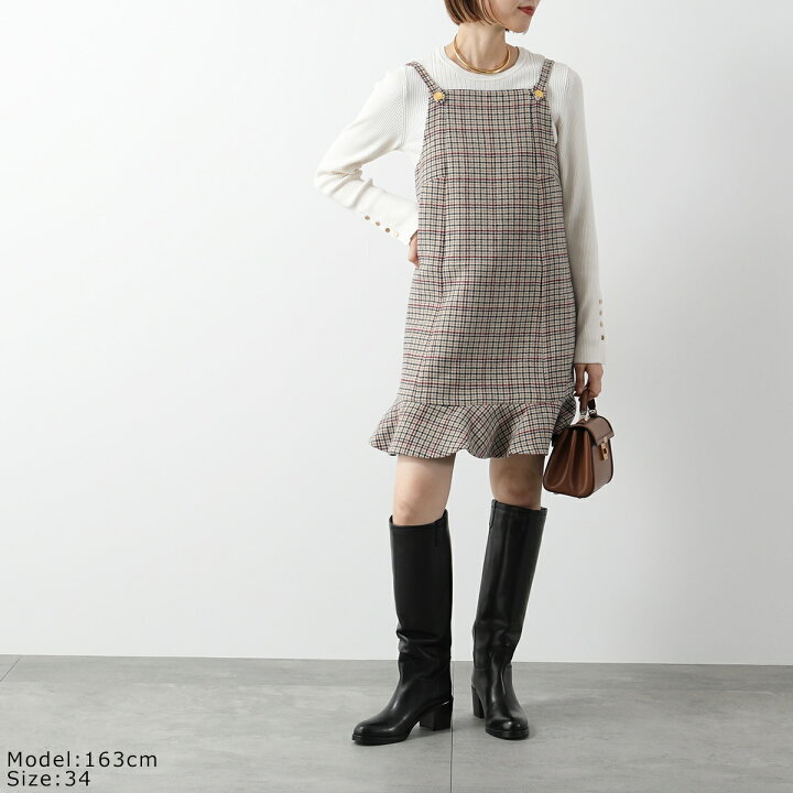 楽天市場】GANNI ガニー ワンピース Check Wool Mix Mini Dress F9695  