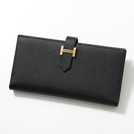 HERMES エルメス 二つ折り長財布 Bearn Souffle ベアン スフレ 039785CC レディース エプソン レザー W刻印 Hメタルロゴ GD金具 ブラック NOIR