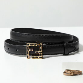 FENDI フェンディ FFベルト 8C0648 ASUP レディース レザー ナローベルト ステッチ FF柄 ズッカ カラー2色 8C0648ASUPF0KUR
