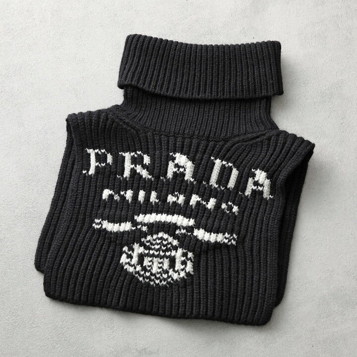 PRADA | カシミア100％ 厚手 ニットマフラー 黒 | PRADA - インポート  