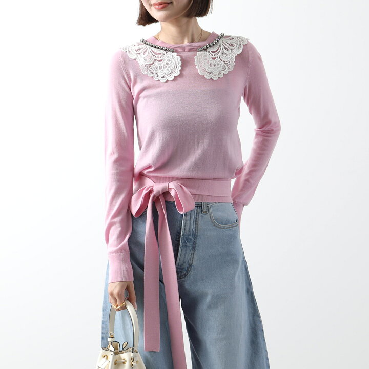 ヌメロヴェントゥーノビジュー付き長袖ニット 