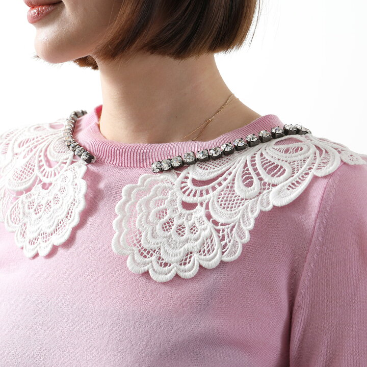 ヌメロヴェントゥーノビジュー付き長袖ニット 