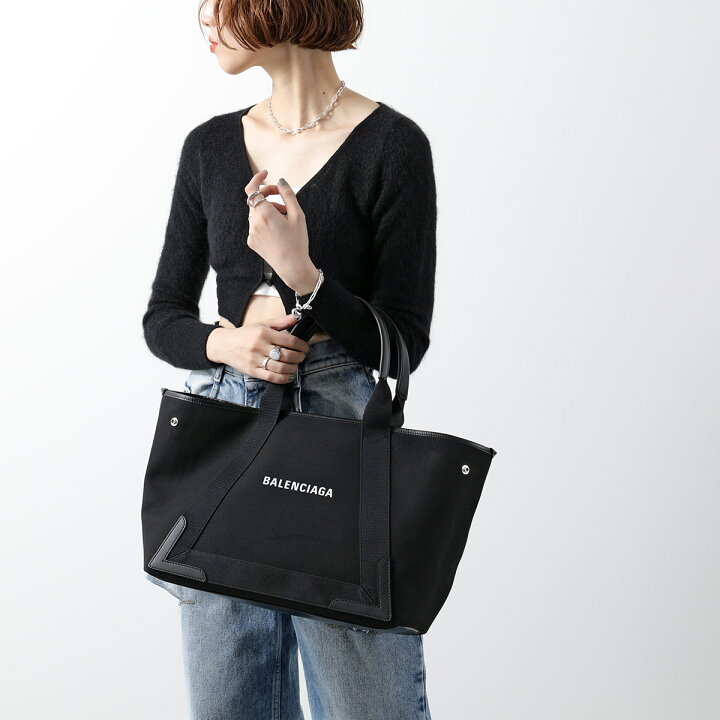 美品 バレンシアガ ネイビーカバス S トートバッグ キャンバス レザー  