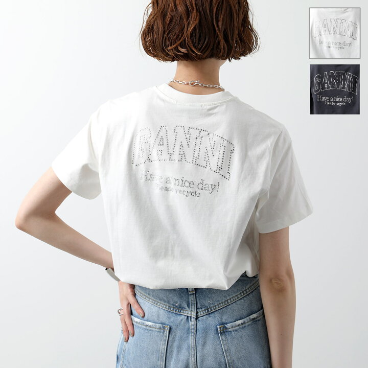 楽天市場】GANNI ガニー 半袖 Tシャツ BASIC JERSEY RHINESTONE 