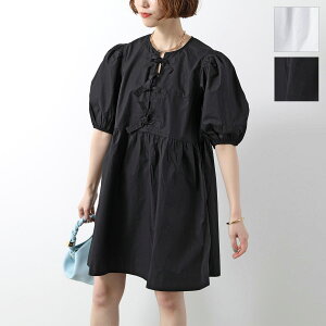 GANNI �K�j�[ �����s�[�X Cotton Poplin Tie String Mini Dress F9005 F9170 ���f�B�[�X ���� �~�j�� �~�j�h���X ���{�� �p�t�X���[�u �R�b�g�� �J���[2�F