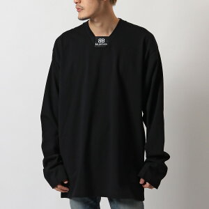 BALENCIAGA バレンシアガ 620976 TIVA9 オーバーサイズ 長袖Tシャツ ロンT ロゴ コットン 1000 メンズ