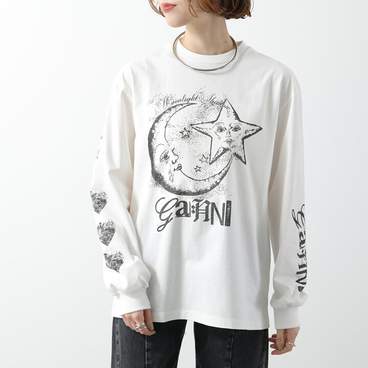 楽天市場】GANNI ガニー 長袖 Tシャツ FUTURE HEAVY JERSEY MOON LONG  