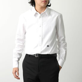 CELINE セリーヌ シャツ 2C983100X.01BC メンズ 長袖 コットンポプリン トリオンフ ロゴ 刺繍 ラウンドヘム ホワイト