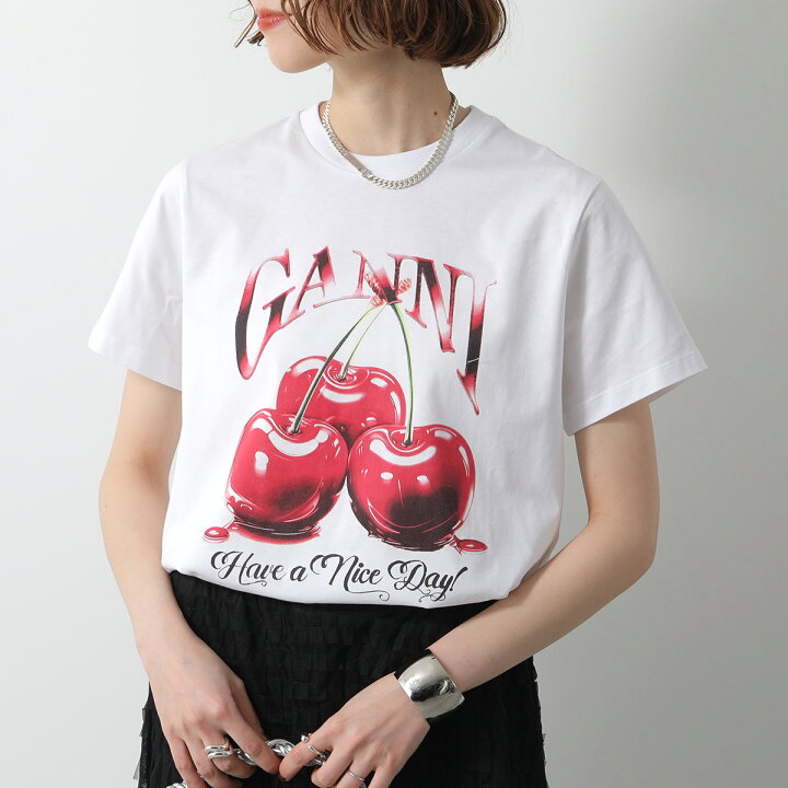 楽天市場】GANNI ガニー 半袖 Tシャツ Basic Jersey Cherry Relaxed T 
