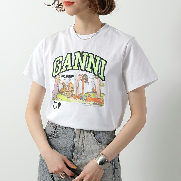楽天市場】GANNI ガニー 半袖 Tシャツ White Basic Jersey Poppy  