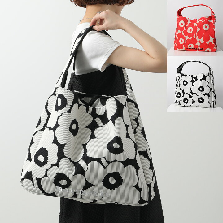 新品marimekko 】ショルダーバッグ ニットバッグ ウニッコ 黑白 