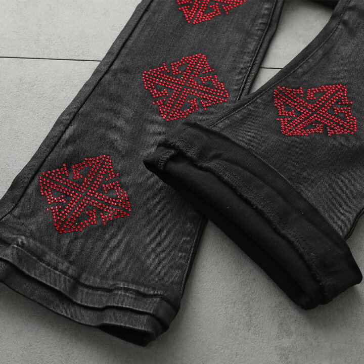 楽天市場】GUAPI グアピ ジーンズ Obsidian Black Icon Embellished 