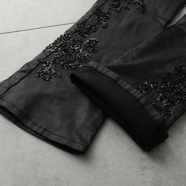 楽天市場】GUAPI グアピ ジーンズ All Black Flowers Embellished 