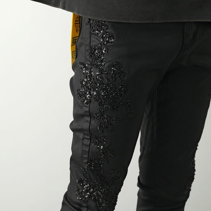 楽天市場】GUAPI グアピ ジーンズ All Black Flowers Embellished 