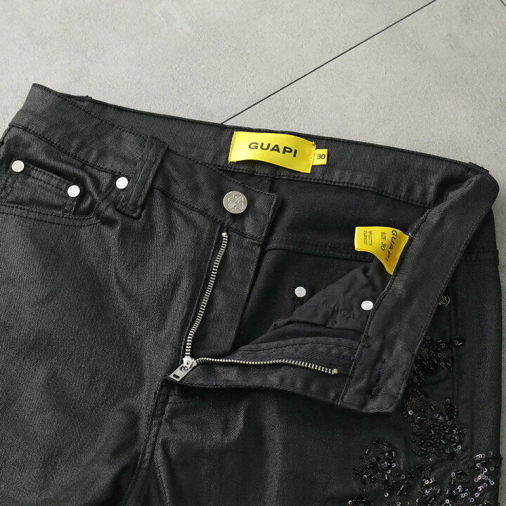 楽天市場】GUAPI グアピ ジーンズ All Black Flowers Embellished 
