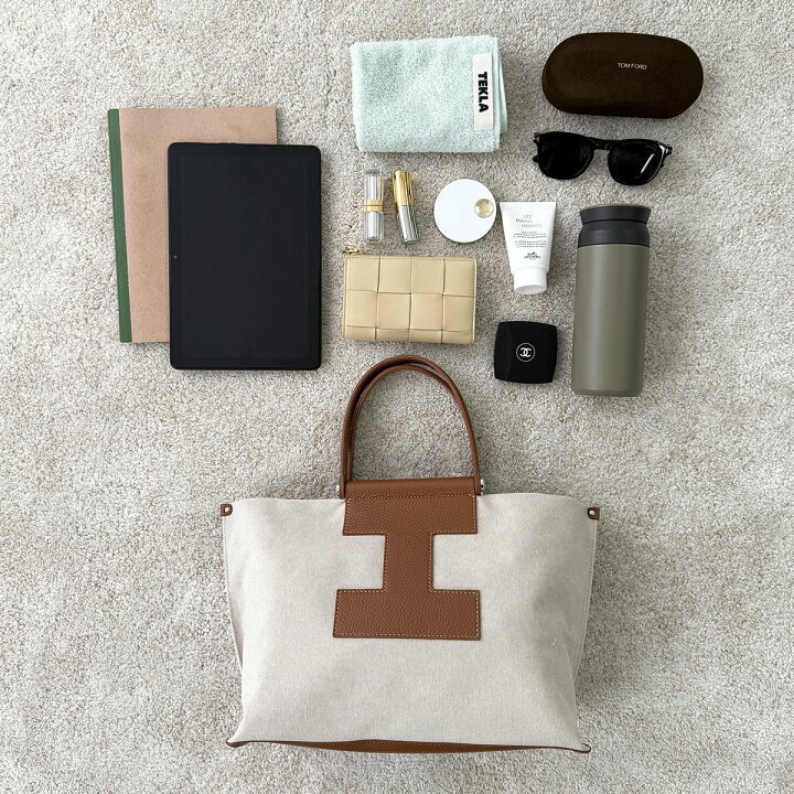 極美品 IACUCCI ソルベット M キャンバス トートバッグ グレージュ 極 