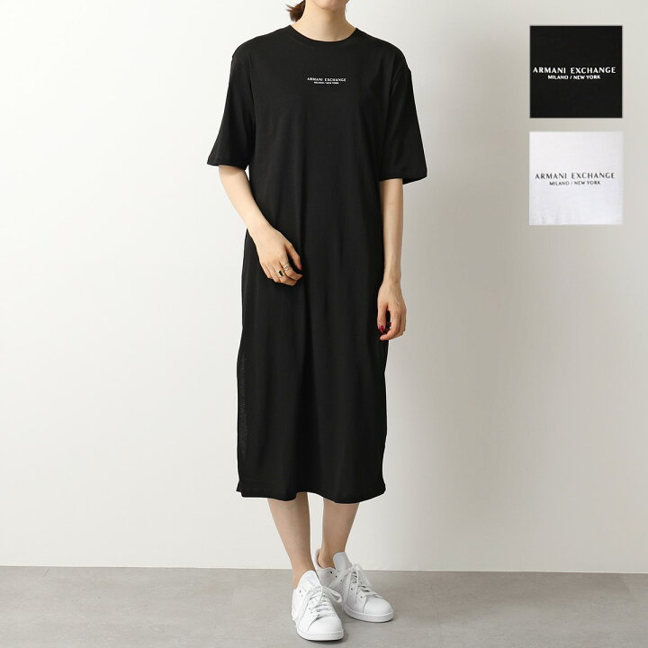 楽天市場 Armani Exchange アルマーニ エクスチェンジ 8nyacf Yjg3z A X カラー2色 スリット コットン ロゴ ドレス 半袖 ワンピース Tシャツ レディース インポートセレクト Musee
