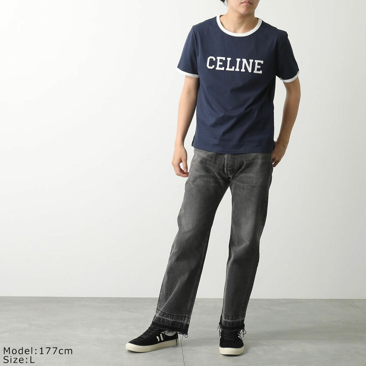 大人気モデル】 CELINE ルーズフィットTシャツ ブルー 確実正規品 楽天 