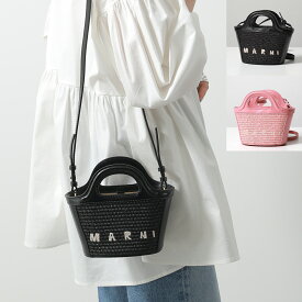 【カラー限定特価】MARNI マルニ ショルダーバッグ TROPICALIA トロピカリア BMMP0067Q0 P3860 レディース レザー×ラフィア ハンドバッグ かごバッグ マイクロバッグ ロゴ 鞄 カラー2色