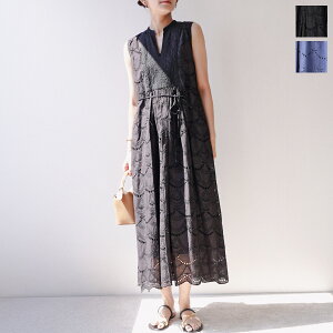 ne Quittez pas �k�L�e�p �����s�[�X Cotton Voile Dot Hemla No Sleeve 010500CB2 ���f�B�[�X �R�b�g�� �h�J �M���U�[ �����O�� �m�[�X���[�u �h���X �J���[2�F