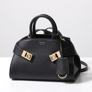 FERRAGAMO �t�F���K�� �n���h�o�b�O HUG MINI SOFT �n�O �~�j 21 5975 ���f�B�[�X �K���`�[�j ���U�[ �N���X�{�f�B �V�����_�[�o�b�O �L�[�����O�t�� �� 009/NERO