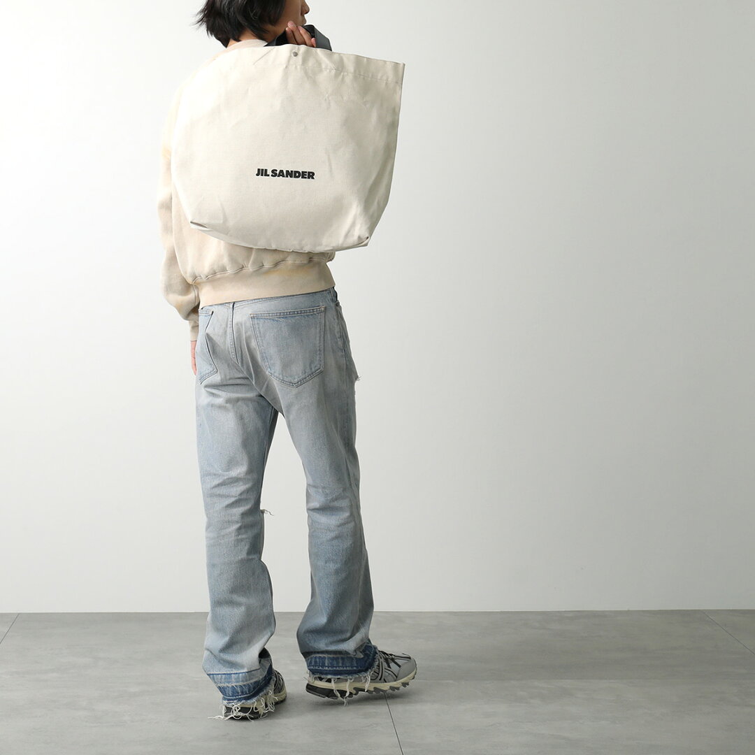 JIL SANDER ジルサンダー トートバッグ BOOK SHOPPER ブック ショッパー メンズ キャンバス コットンリネン レザーハンドル ロゴ 鞄 280/NATURAL - メイン画像 3