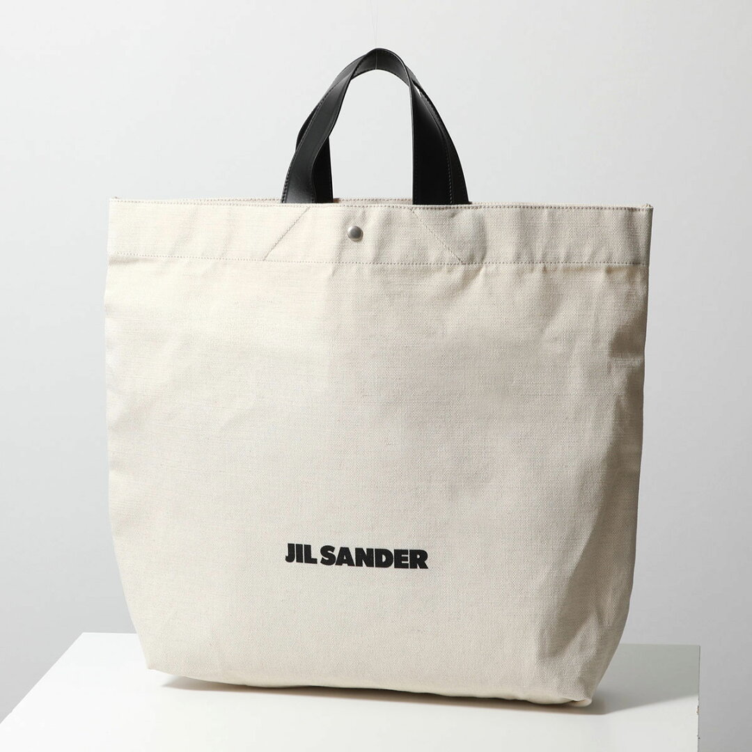 JIL SANDER ジルサンダー トートバッグ BOOK SHOPPER ブック ショッパー メンズ キャンバス コットンリネン レザーハンドル ロゴ 鞄 280/NATURAL - メイン画像 4