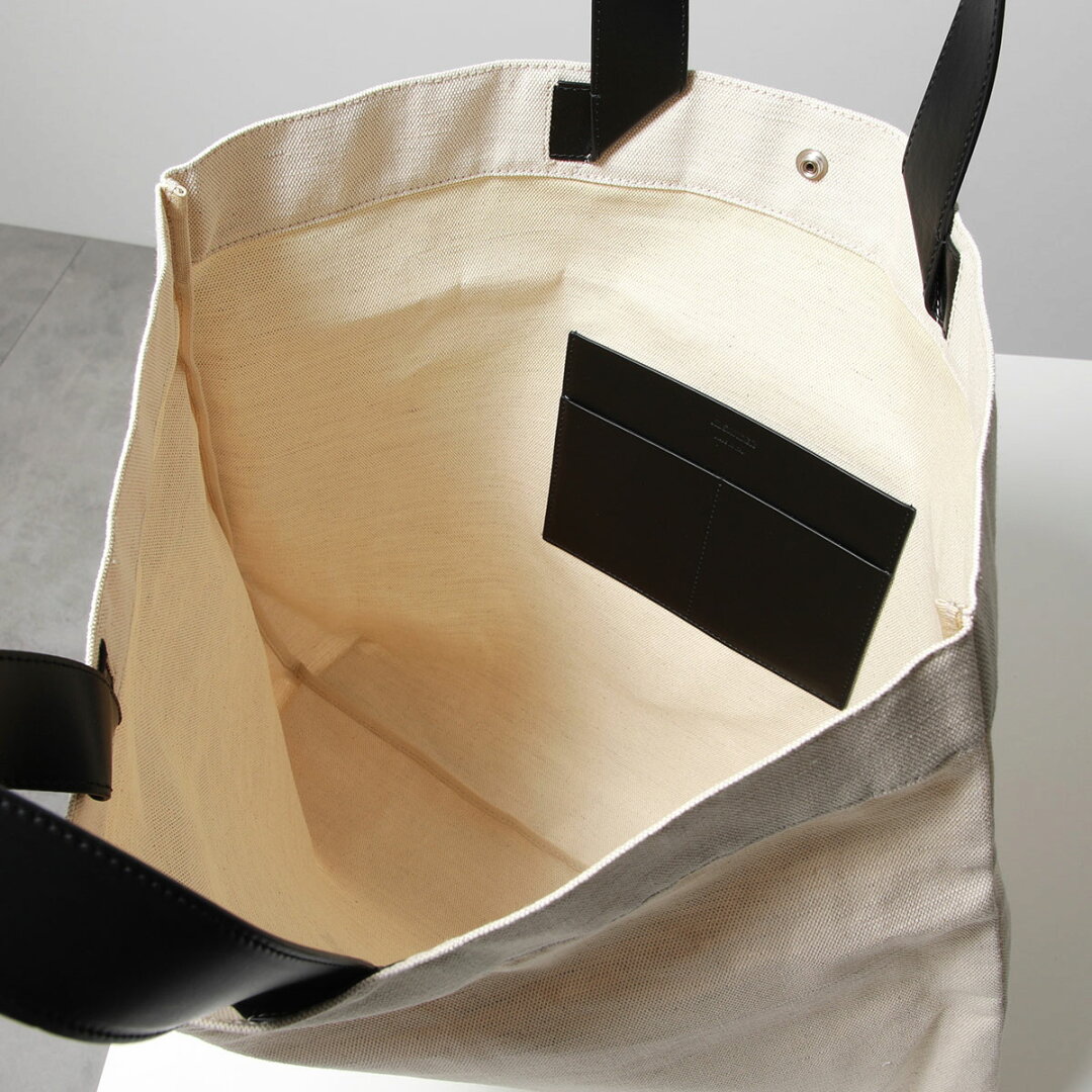 JIL SANDER ジルサンダー トートバッグ BOOK SHOPPER ブック ショッパー メンズ キャンバス コットンリネン レザーハンドル ロゴ 鞄 280/NATURAL - メイン画像 6
