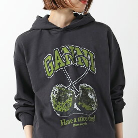 GANNI ガニー パーカー Isoli Cherries Oversized Hoodie T4285 レディース フーディー オーバーサイズ スウェット プルオーバー 252/Phantom【dc_kikaku】