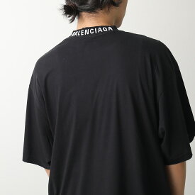 BALENCIAGA バレンシアガ Tシャツ 739784 TOVF4 メンズ クルーネック 半袖 ロゴ刺繍 ダメージ加工 ストレッチコットン オーバーサイズ カットソー 9034 739784TOVF49034