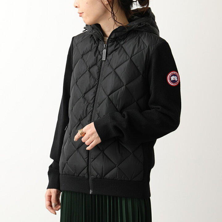 楽天市場 Canada Goose カナダグース 6800l Hybridge Quilted Knit Hoody ナイロン ウールニット切替 ライトダウン ジャケット ブルゾン 61 Black Noir レディース インポートセレクト Musee