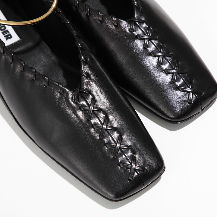 JIL SANDER◇バレリーナシューズ/38/BLK/アンクレット欠品