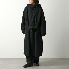 Y-3 ワイスリー ボンデッド メルトンコート BONDED MELTON COAT JX4822 メンズ ウール混 フーテッド ロング オーバーサイズ 切りっぱなし ロゴベルト BLACK